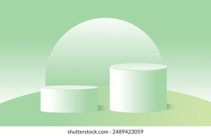 3D podium background featuring a sleek, modern design with a minimalistic approach. The backdrop includes soft gradients, dynamic lighting, and abstract shapes, creating a professional and elegant set
