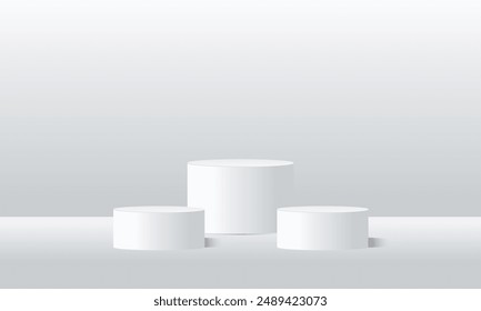 3D-Podesthintergrund mit einem schlanken, modernen Design mit einem minimalistischen Ansatz. Die Kulisse besteht aus sanften Farbverläufen, dynamischer Beleuchtung und abstrakten Formen, die ein professionelles und elegantes Set schaffen