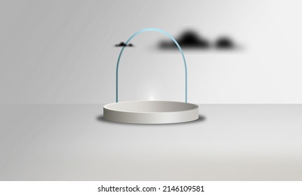 3d podium background grey color trendy for product photo, shadow overlay mock up design vector eps 10 copy space area