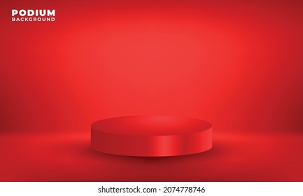 3D Podium background with red color theme. Podium background asset suitable for promotion item needs.