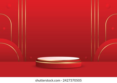 3D podium background in the room for product