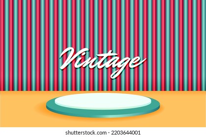 3d Podium Background. 3d vintage podium for product placement with circular background.