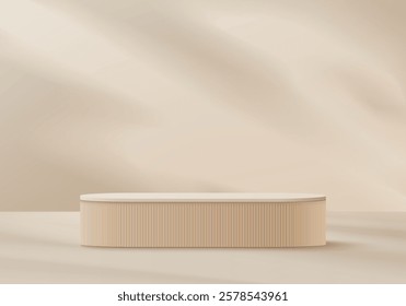 3d podium brown colours on background platform. stand show cosmetic product for display. Stage showcase on pedestal black and white studio platform. 3d simplicity shapes vector render illustration