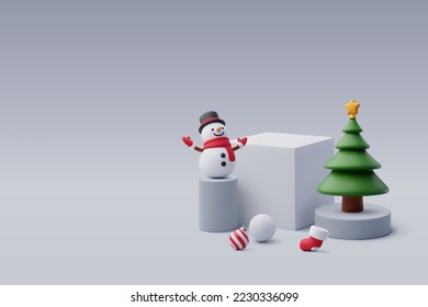 3d Podium Christmas celebration, merry Christmas and happy new year. Eps 10 Vector.