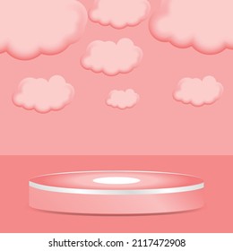 Podio 3D con adorable adorno de nubes