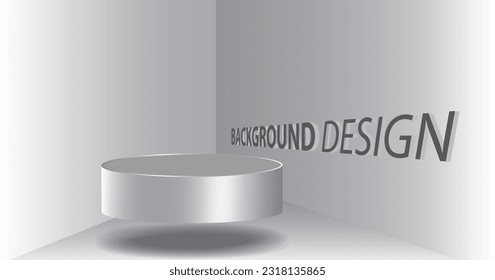 3d podium display product studio room  color gray background  silver  metal.