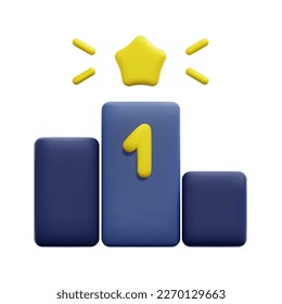 3d podium with gold star icon vector. Isolated on white background. 3d award, championship, sport and game concept. Cartoon minimal style. 3d ranking icon vector render illustration.