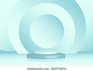 3d podium illustration, 3d blue rendering background vector with podium, minimal product display, 3d display background
