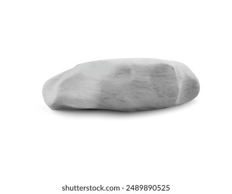 Podio 3d hecho de piedra gris claro con una superficie lisa y rayas oscuras de otro tipo de piedra, aislado sobre un fondo blanco. Hecho de mármol. Grande bloque de granito. Ilustración vectorial.