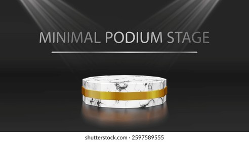 3D podium with metallic shine and square product on window light background. In minimalist design. Studio showcase for cosmetic products, fashion stage for layout display.