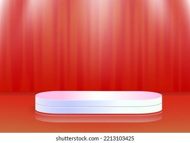 3d Podium minimal scene. cylinder pedestal, Suitable for Product display presentation and media social banner. Vector illustrations.