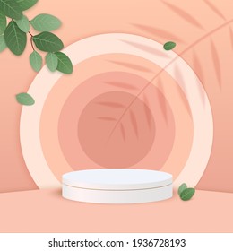 3d podium minimal scene with geometrical product. Background vector 3d cream colors rendering with podium. Abstract background. Scene to show cosmetic products. background 3d podium product render