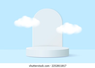 3d podium minimalism product display with sky cloud on background. 3D vector 3d illustration