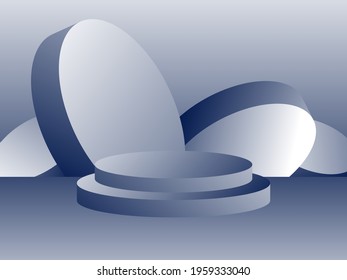 3d podium in a minimalistic style with geometric shapes. Gradient podium for product presentation. Advertising pedestal, layout. Vector illustration