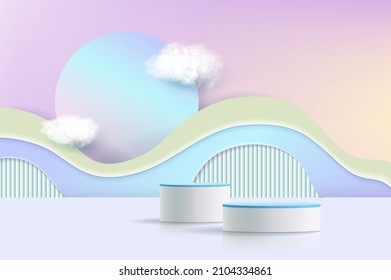 3d podium on background, abstract geometric shapes for kids product display