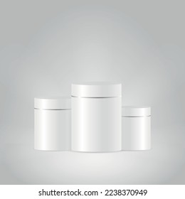 3d podium platform cylinders with silver line border stand realistic white pedestal geometric shape	