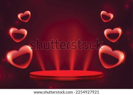 3d podium platform with light effect for valentine's day vector