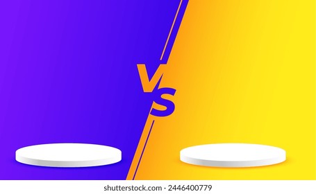 3d podium platform on versus banner for product comparison vector