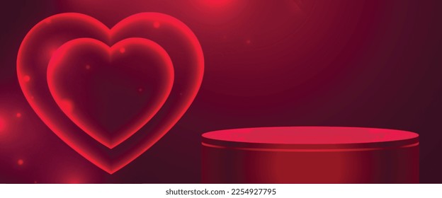 3d podium platform for product display with couple hearts design vector 