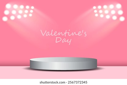3d podium platform for product display and love heart banner