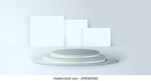 3d podium for product display, circle and square designs. vector illustration