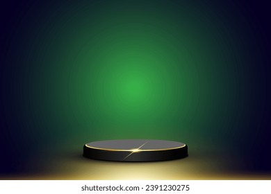 3D podium for product display green background