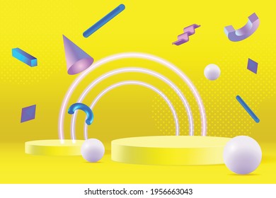 3D Podium for product display or mock up, abstract background with geometry shape, vector