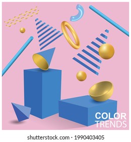 Podio 3D para visualización de producto o simulación, fondo abstracto, vector 3D, arte retro