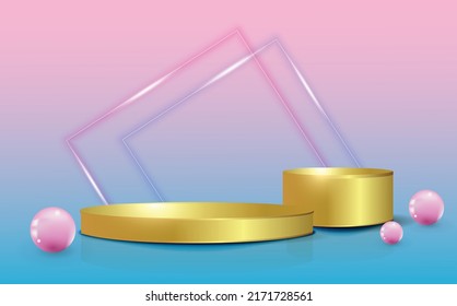 3D Podium for product display or mock up, abstract background 
