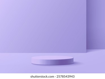 3d podium purple colours on background platform. stand show cosmetic product for display. Stage showcase on pedestal purple studio platform. 3d simplicity shapes vector render illustration