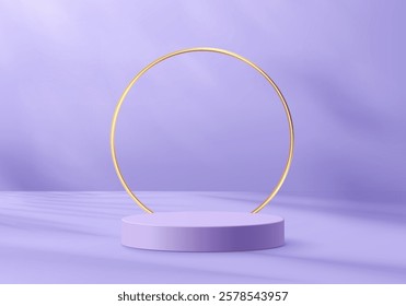 3d podium purple colours on background platform. stand show cosmetic product for display. Stage showcase on pedestal purple studio platform. 3d simplicity shapes vector render illustration