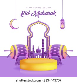 3d podium with ramadan concept for eid al-fitr