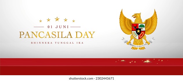 3d podium realistic pancasila day background illustration