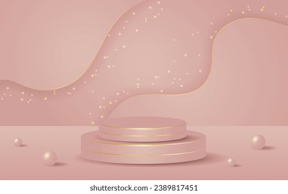 3d podium room. Realistic 3d room with  podium. Product presentation, mockup, show cosmetic product, Podium, stage pedestal or platform.