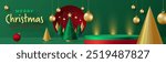 3d Podium round stage style, for Merry Christmas and happy new year and festivals or greeting festival on paper cut art and craft with color background and festive elements