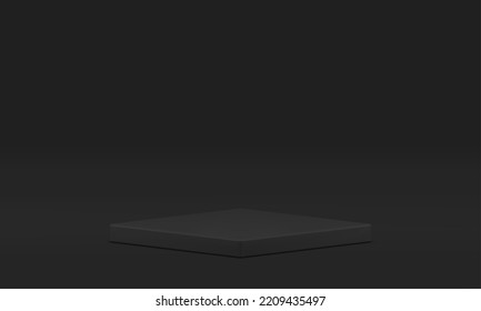 3d podium scene squared black geometric pedestal product presentation studio background realistic vector illustration. Rhombus display showcase minimalist exposition award arena premium form