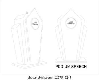 3d podium speech for presentation product and exhibition with blank space logo company. Vector editable.
