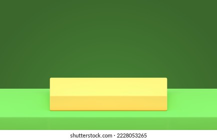 3d podium squared basic construction platform merchandise retail promo presentation realistic vector illustration. Pedestal yellow foundation geometric stage win contest celebration award arena