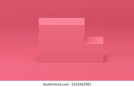 3d podium staircase two steps competition stage award arena best championship construction realistic vector illustration. Stairway pedestal contest basic foundation exhibition ceremony ladder level