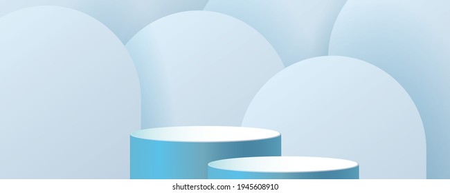 3.ª base de podio fondo geométrico azul suave pantalla de iluminación vectorial moderna mínima 