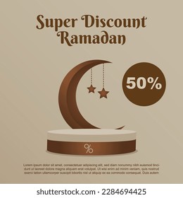 3.ᵉʳ súper descuento de podio ramadan con cuadrado de objetos de luna creciente