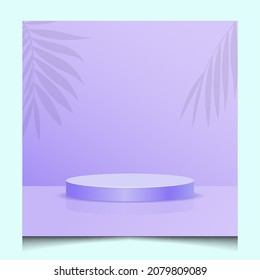 3D Podium Template on a light purple background 