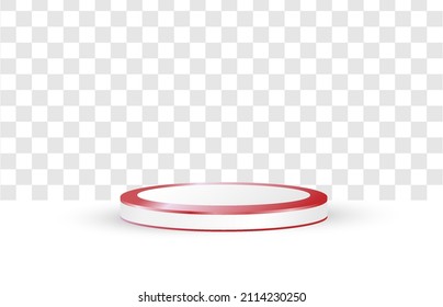 3d podium vector design on transparent white background. red podium texture geometric circle shape. for product showcases and advertising mockups. modern templates