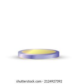 3d podium vector design on white background. geometric circle shape gold and purple podium texture. for product showcases and advertising mockups. modern templates