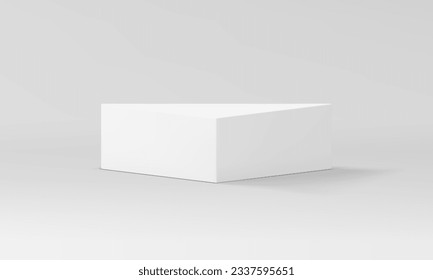 3d peatón de la esquina del triángulo blanco del podio para la presentación comercial del producto ilustración vectorial realista. Moderna pantalla neutra de escenario geométrico muestra la luz de la escena suave para mostrar