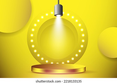 3D podium yellow with circle light background