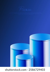 3d podiums or stages for product showcase, prize rewards isolated on deep blue background. 3d podium background.