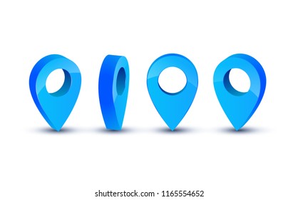 3d pointer icon for map. Pointer pin marker for travel place vector illustration.