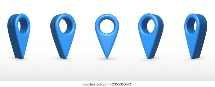 3D Pointer pin location symbol. Blue marker icon sign. checkpoint icon vector. 
