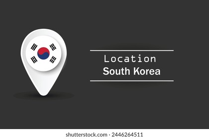 3D pointer, tag and location marker with South Korea map, South Korea pin, EPS source file